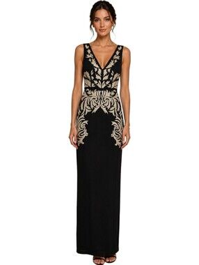 Nicole Miller Collection 100% Silk Beaded Embroidered Evening Gown Size 4